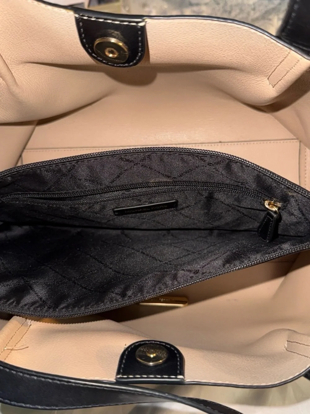 Michael Kors Black Pebbled Leather Shoulder Tote with Gold Hardware - Picture 5 of 5